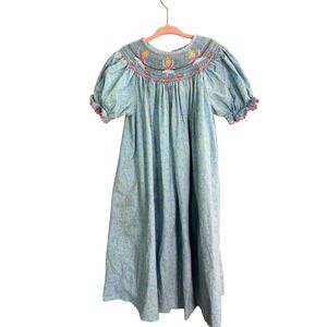 Anavini Bishop Dress Girls 6X Smocked Cottage Prairie Sweet Dainty Playful Party